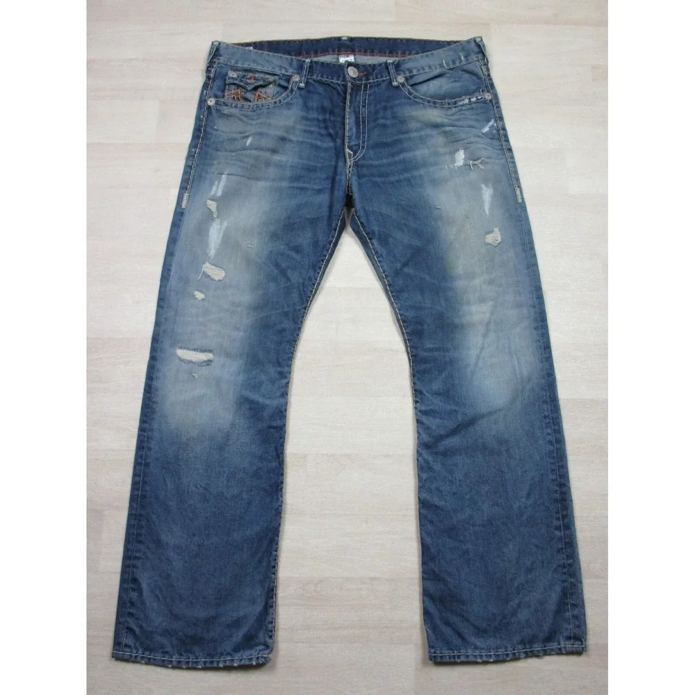 True‎ Religion Men's Designer Jeans - Ricky Super T USA Straight 43x34 Flap